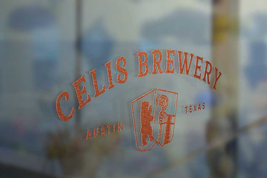 cells brewery logo on window