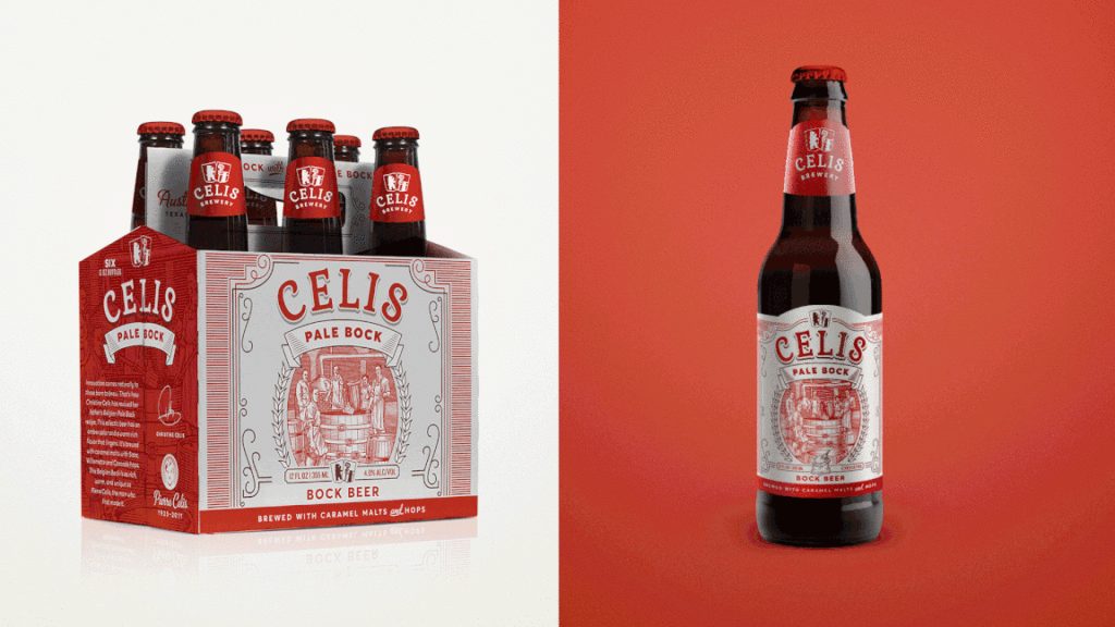 Celis brewery beer six pack package design