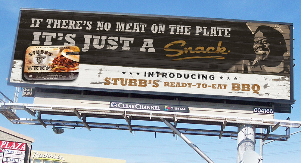 Stubbs BBQ billboard if there's no meat it's just a snack